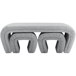 Meridian Odelia Grey Boucle Fabric Bench