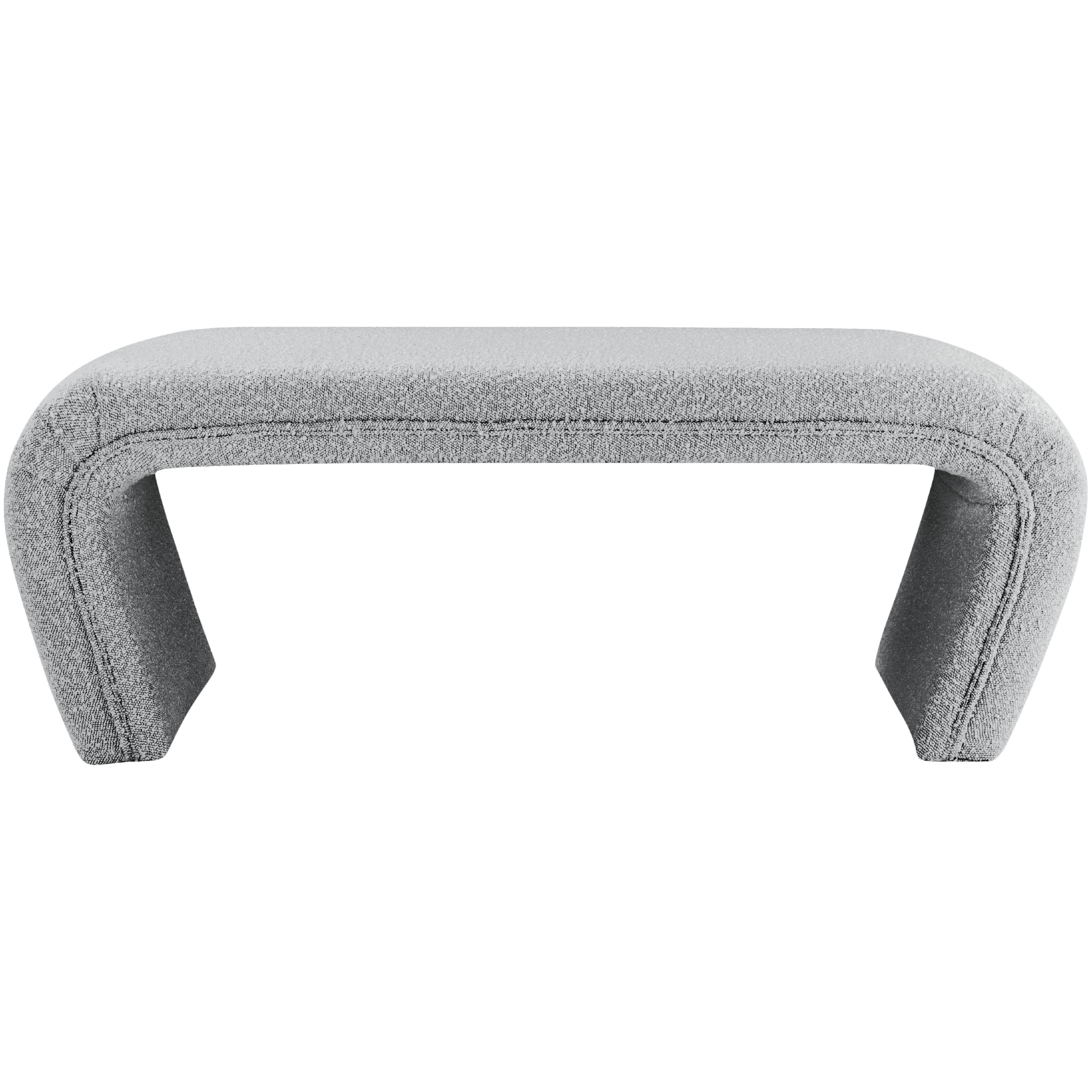 Meridian Odelia Grey Boucle Fabric Bench