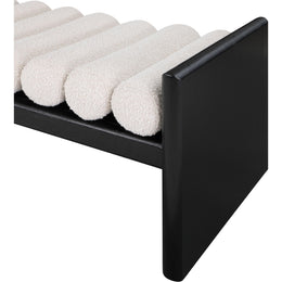 Meridian Waverly Cream Boucle Fabric Bench