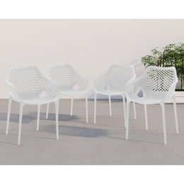 Meridian Mykonos White Outdoor Patio Dining Chair
