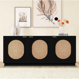 Meridian Cane Black Sideboard/Buffet