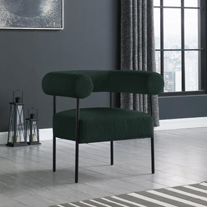 Meridian Blake Green Boucle Fabric Accent Chair