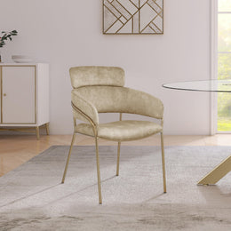 Meridian Yara Beige Velvet Dining Chair