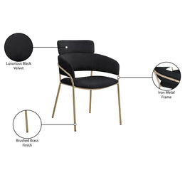 Meridian Yara Black Velvet Dining Chair