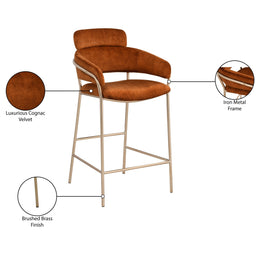 Meridian Yara Cognac Velvet Counter Stool