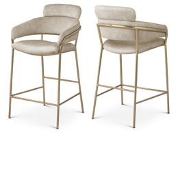 Meridian Yara Stone Velvet Counter Stool