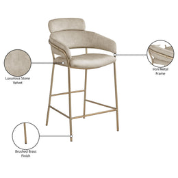 Meridian Yara Stone Velvet Counter Stool