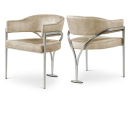 Meridian Madelyn Beige Velvet Dining Chair