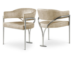 Meridian Madelyn Beige Velvet Dining Chair