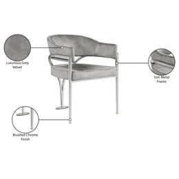 Meridian Madelyn Grey Velvet Dining Chair