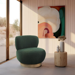 Meridian Calais Green Boucle Fabric Accent Chair