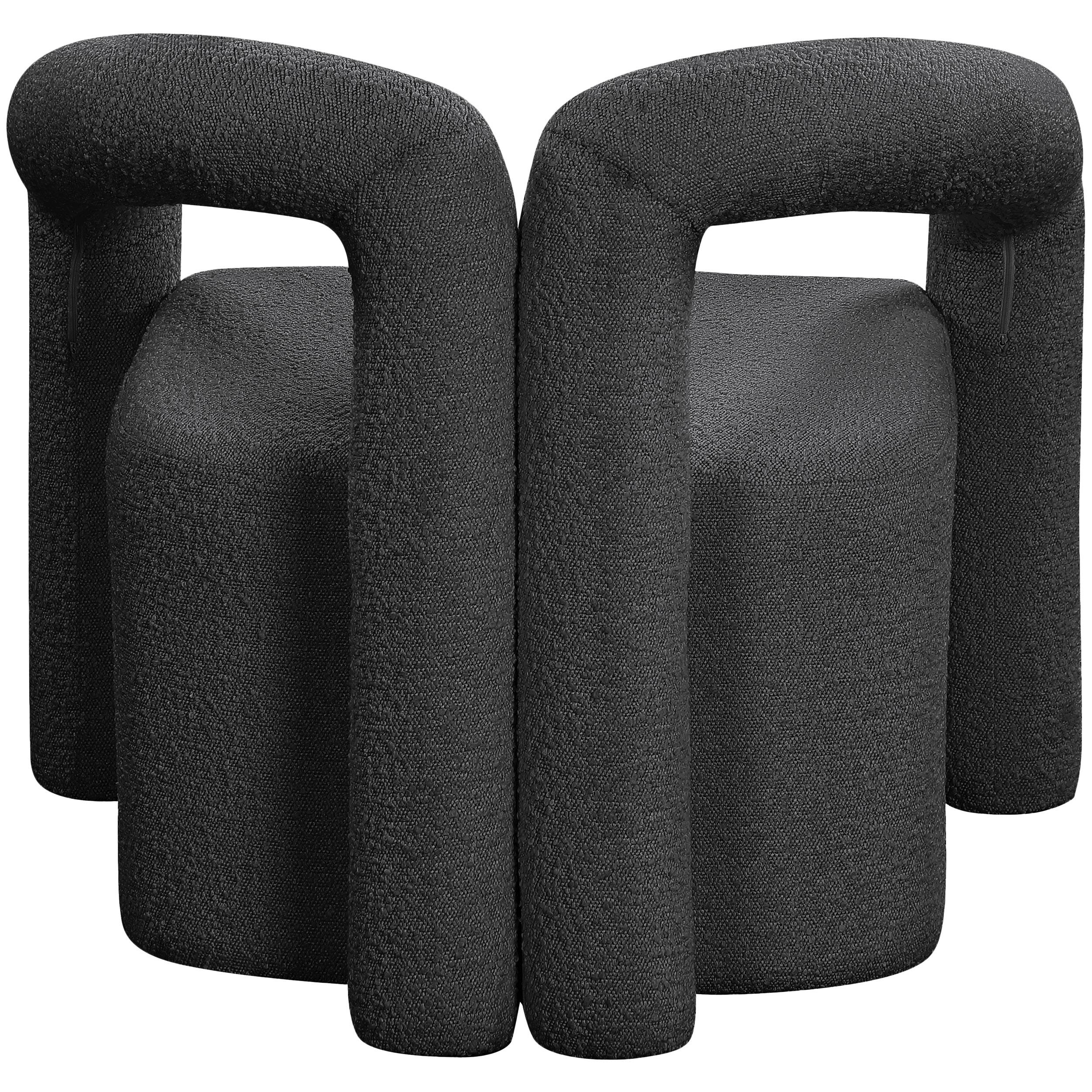 Meridian Otto Black Boucle Fabric Accent Chair
