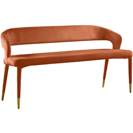 Meridian Destiny Cognac Velvet Bench