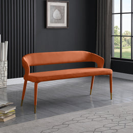 Meridian Destiny Cognac Velvet Bench