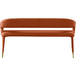 Meridian Destiny Cognac Velvet Bench