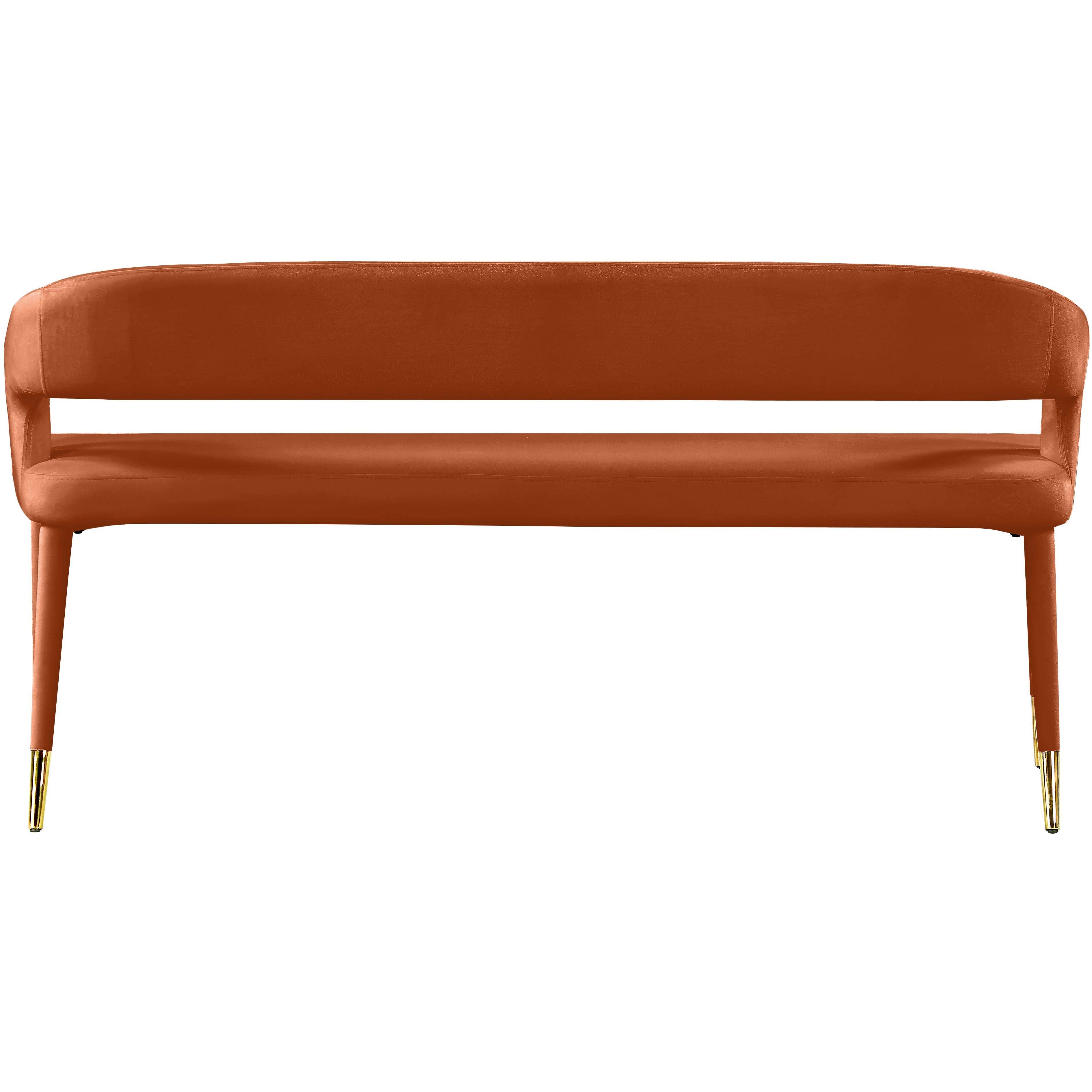 Meridian Destiny Cognac Velvet Bench