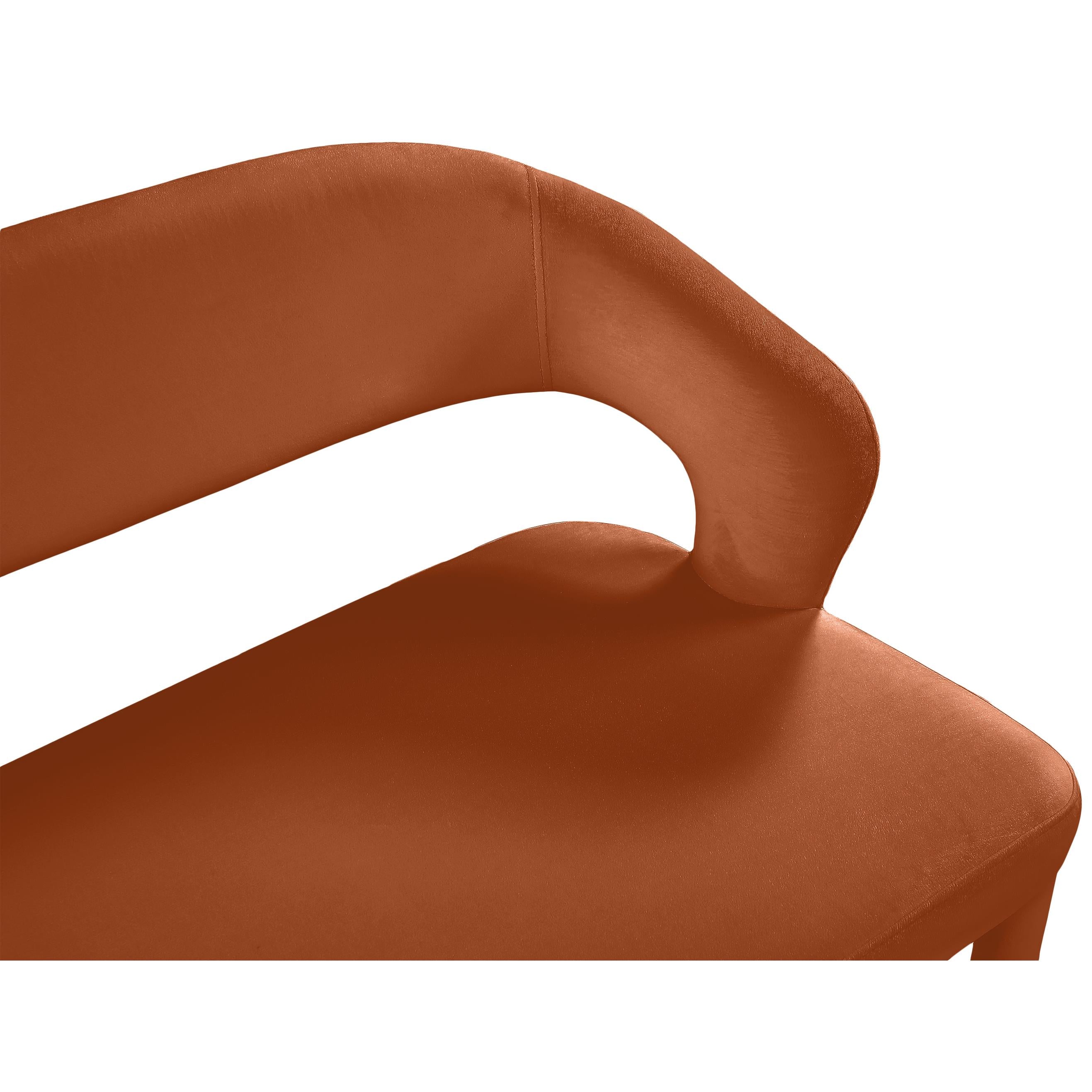 Meridian Destiny Cognac Velvet Bench