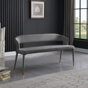 Meridian Destiny Grey Velvet Bench