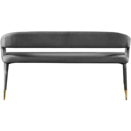 Meridian Destiny Grey Velvet Bench