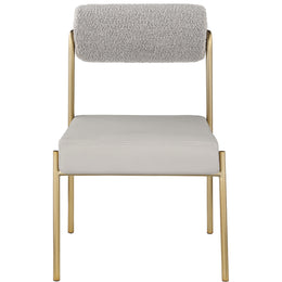Meridian Carly Taupe Vegan Leather Seat / Boucle Fabric Back Dining Chair
