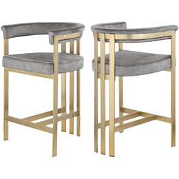 Meridian Marcello Grey Velvet Counter Stool