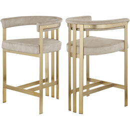 Meridian Marcello Stone Colored Velvet Counter Stool