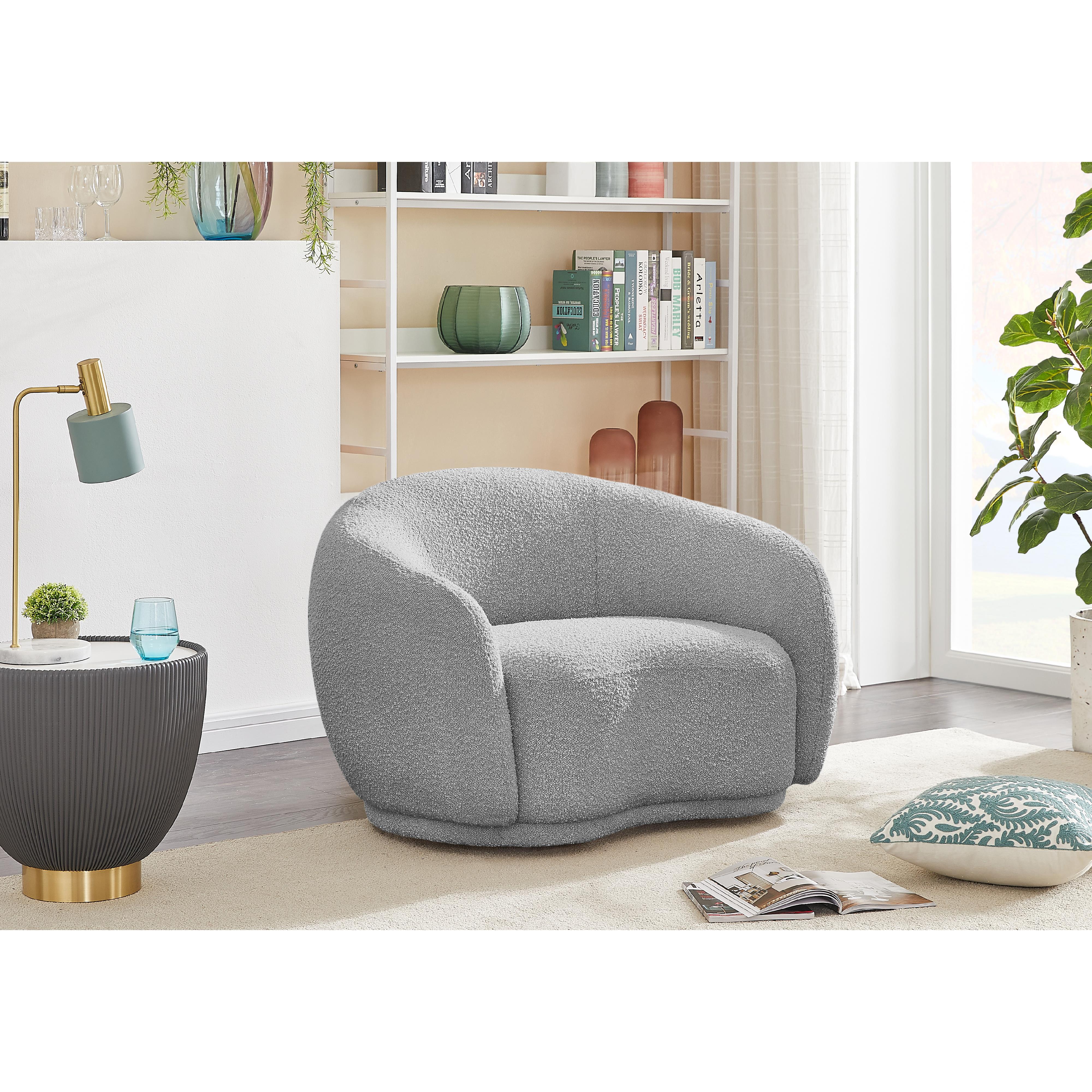 Meridian Hyde Grey Boucle Fabric Chair