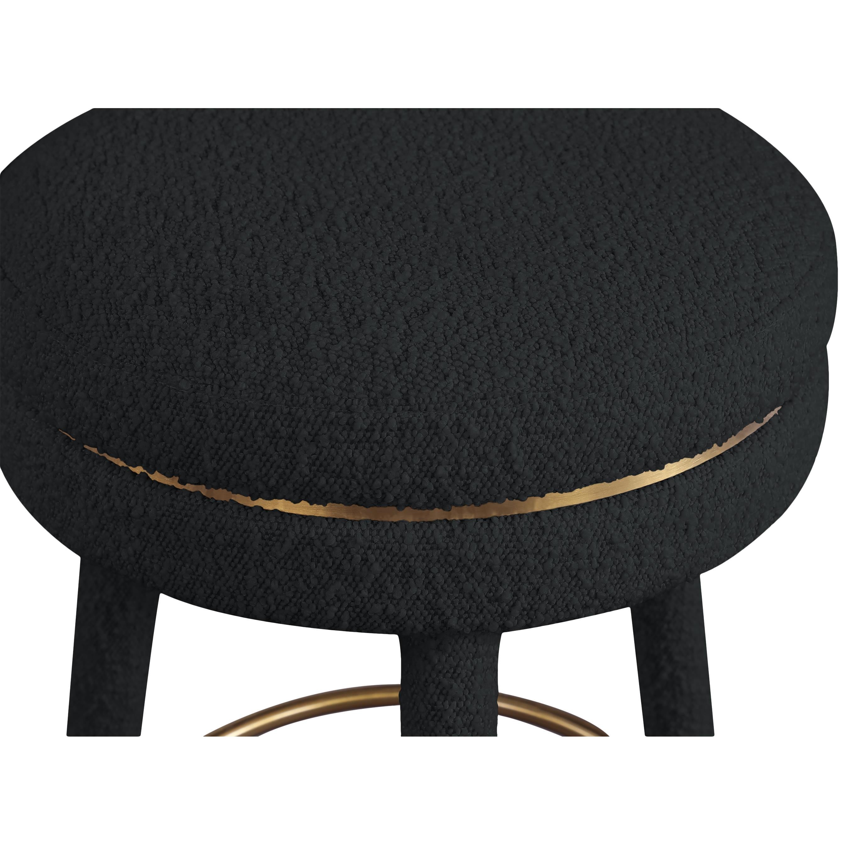Meridian Coral Black Boucle Fabric Bar Stool