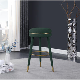 Meridian Coral Green Boucle Fabric Bar Stool