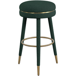 Meridian Coral Green Boucle Fabric Bar Stool