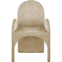 Meridian Summer Beige Velvet Dining Arm Chair