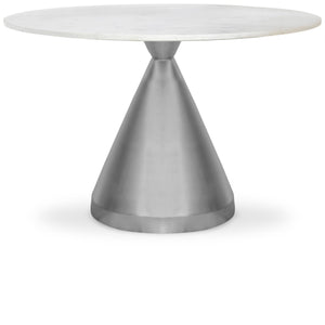 Meridian Emery White Marble Dining Table