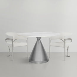 Meridian Emery White Marble Dining Table