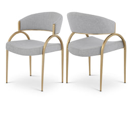 Meridian Privet Grey Linen Textured Fabric Dining Chair