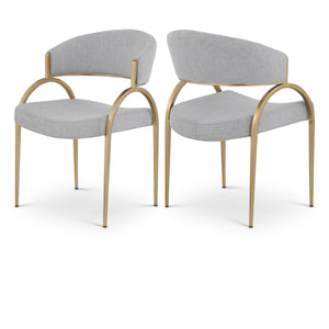 Meridian Privet Grey Linen Textured Fabric Dining Chair