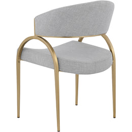 Meridian Privet Grey Linen Textured Fabric Dining Chair