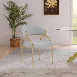 Meridian Privet Grey Linen Textured Fabric Dining Chair