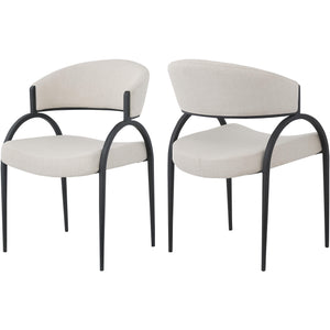 Meridian Privet Beige Linen Textured Fabric Dining Chair