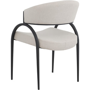 Meridian Privet Beige Linen Textured Fabric Dining Chair