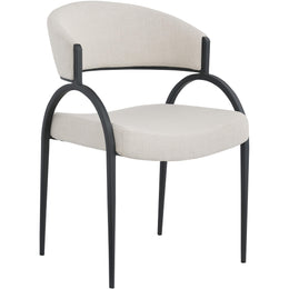 Meridian Privet Beige Linen Textured Fabric Dining Chair