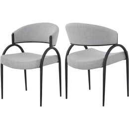 Meridian Privet Grey Linen Textured Fabric Dining Chair