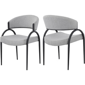 Meridian Privet Grey Linen Textured Fabric Dining Chair