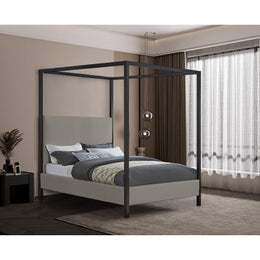 Meridian James Grey Linen Textured Fabric Full Bed