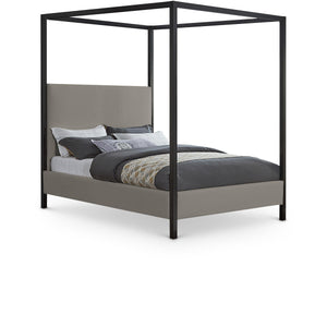 Meridian James Grey Linen Textured Fabric King Bed