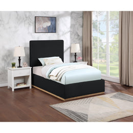 Meridian Monaco Black Boucle Fabric Twin Bed