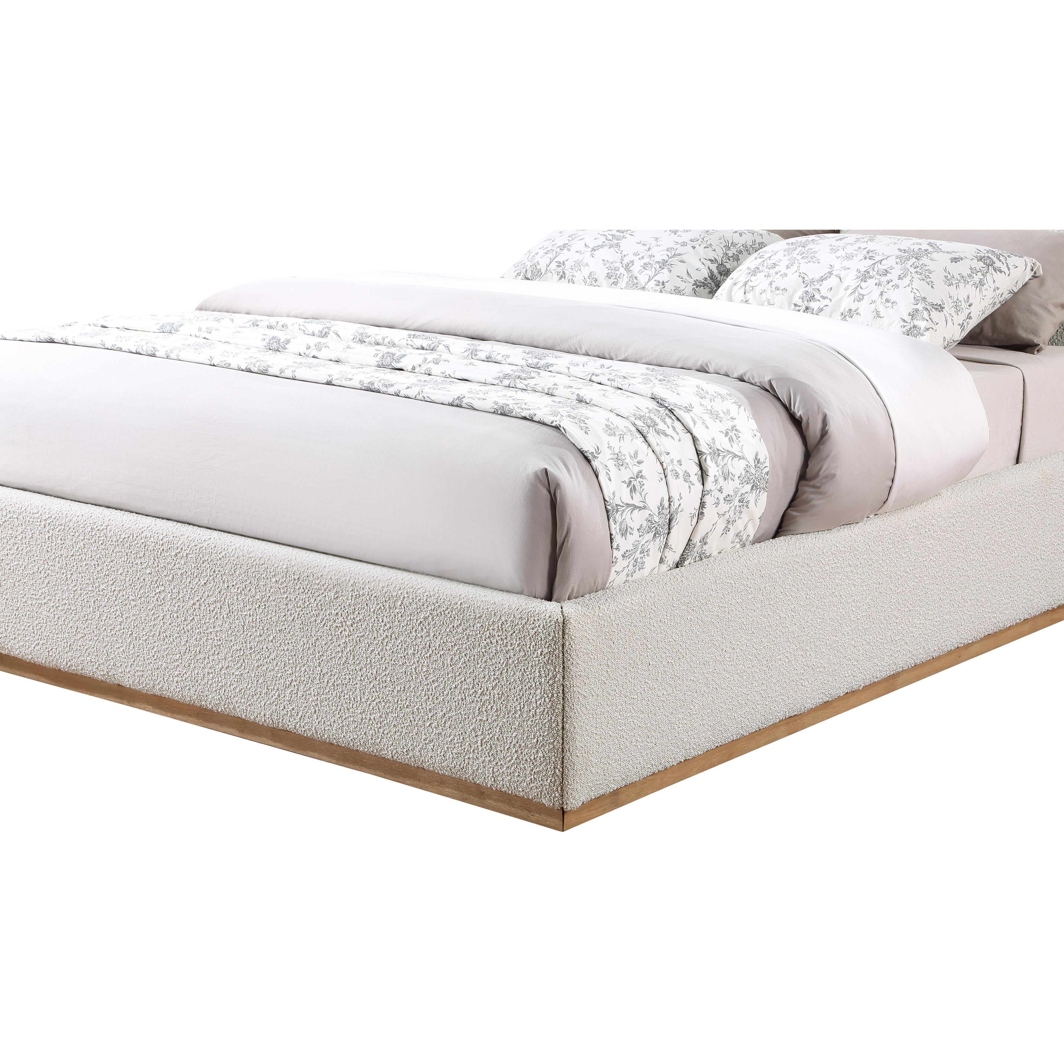 Meridian Monaco Cream Boucle Fabric King Bed