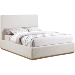 Meridian Monaco Cream Boucle Fabric Queen Bed