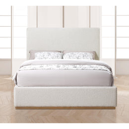 Meridian Monaco Cream Boucle Fabric Queen Bed