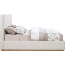Meridian Monaco Cream Boucle Fabric Queen Bed