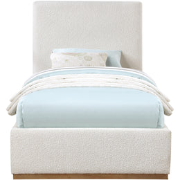 Meridian Monaco Cream Boucle Fabric Twin Bed
